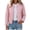 Pink, variant on Short Puffer Jacket Womens Quilted Button Down Collarless Warm Fall Winter Casual Lightweight Windproof Coat with Pockets