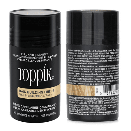 Toppik Hair Building Fibers, Medium Blonde, 12g | Fill In Fine or Thinning Hair | Instantly Thicker, Fuller Looking Hair | 9 Shades for Men & Women