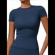 thumbnail image 1 of Camiseta Básica de Verano para Mujer, Corta, Cuello Redondo, Corte Ajustado, Top Corto Azul XL, 1 of 8