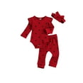 thumbnail image 2 of goowrom Ensembles pour Bébés Filles, Haut à Manches Longues à Motif Floral, Pantalon et Bandeau, 2 of 8