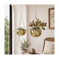 thumbnail image 3 of DecMode Glam Shiny Metal Half Bowl Shape Planter, Set of 2 5", 6"H with Striking Gold Finish, 3 of 13