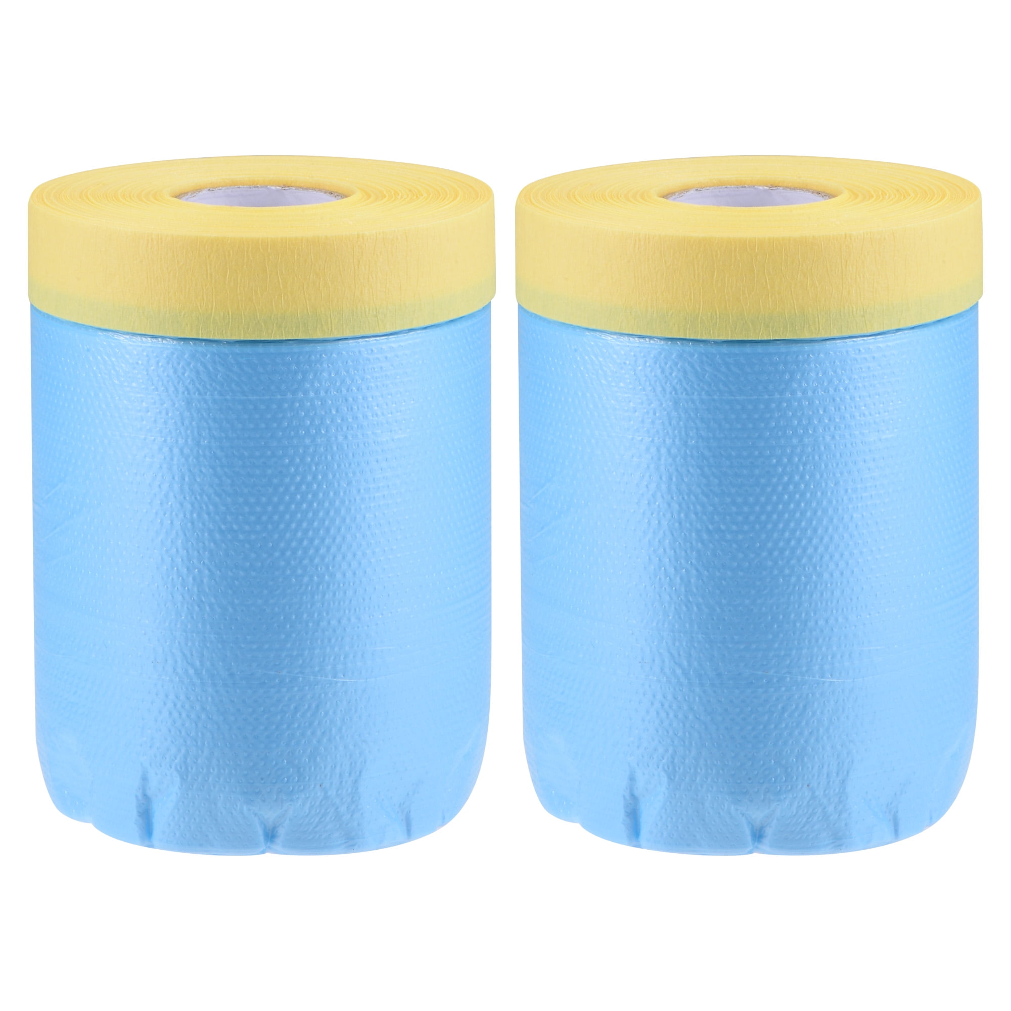 Uxcell 21.6 in x 82 Ft Pre-Taped Masking Film with Low-Tack Painters Tape for Painting Protection 2 Pack (Blue)