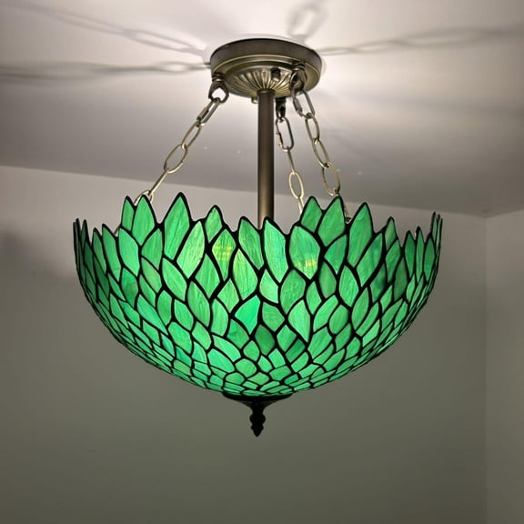 Enjoy Décor Lamps 16-Inch Tiffany Ceiling Light with 2-Light Stained Glass Bowl