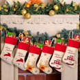 thumbnail image 1 of 6 piezas de conjunto de decoración de calcetines navideños grandes calcetines navideños bordados clásicos de Santa Snowman renos, calcetines colgantes de Navidad para la familia Afortunado Sencillez, 1 of 5