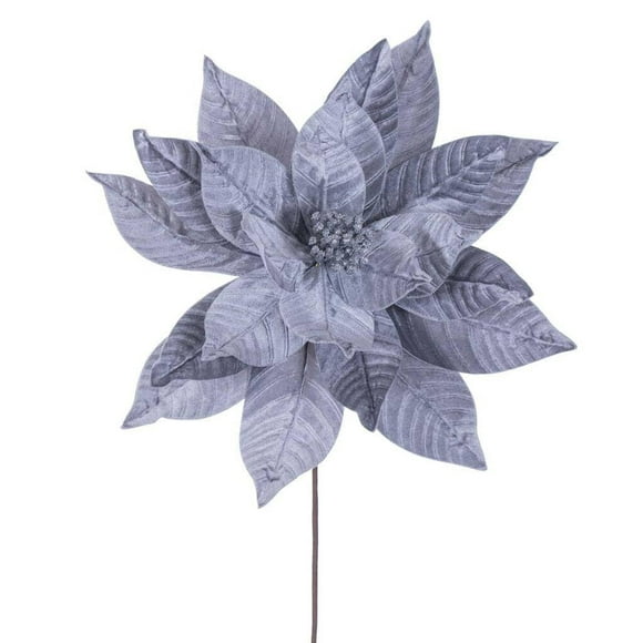 Spray de flor de pascua artificial Vickerman Silver, 54,5 cm, paquete de 2