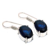 Iolite Oval Shape Gemstone Handmade Wedding Gift For Wife Earrings Jewelry 1.40"