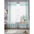 thumbnail image 2 of Aqua Coastal Sheer Curtains 96 Inch Length 2 Panels Set Window Treatments, Nautical Seashells Coral Leaves Stripes Rod Pocket Semi Curtains for Living Room/Bedroom/Kitchen Décor, 104"W x 96"L, 2 of 7