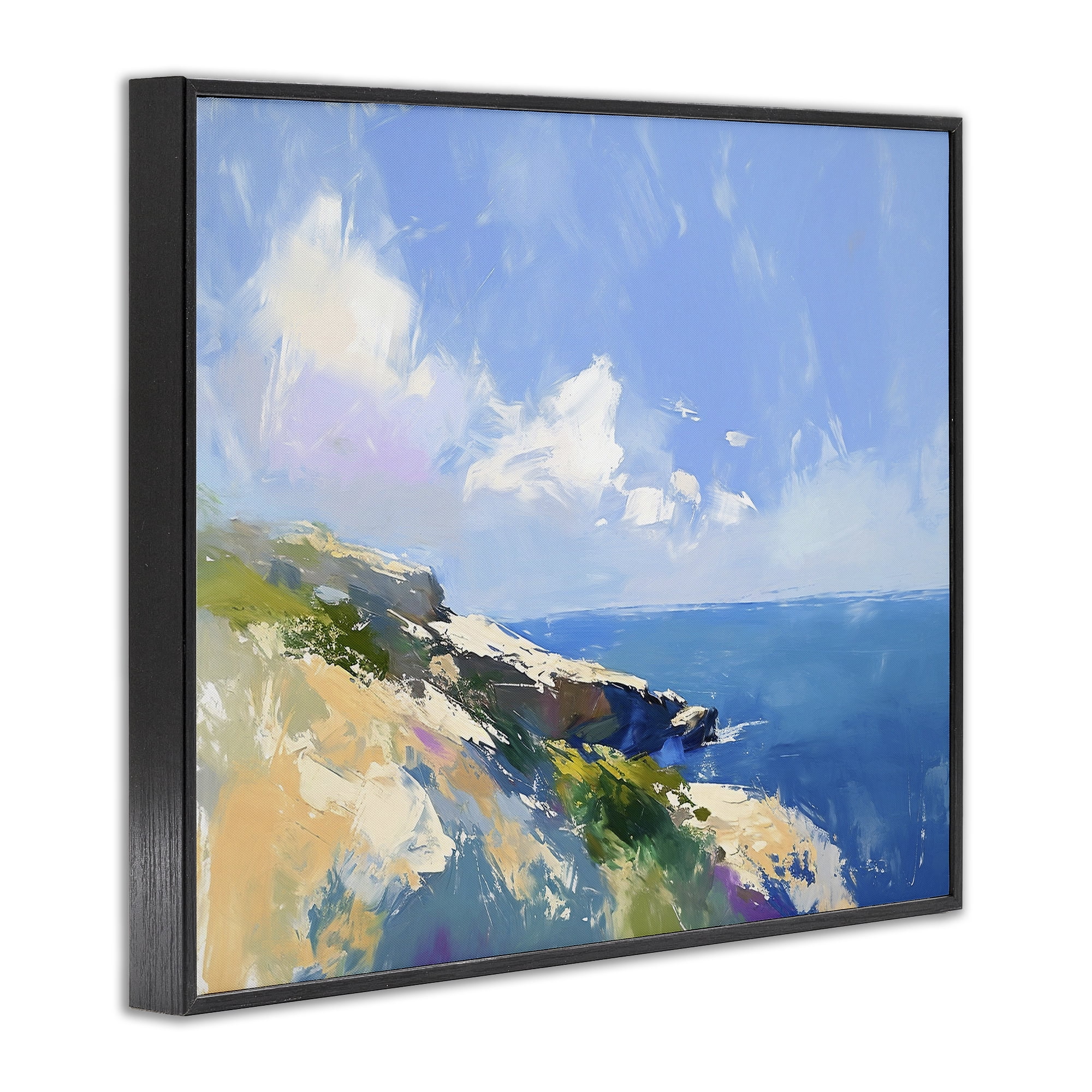Stupell Industries Rugged Coastline Landscape Coastal Painting Black Framed Art Print Wall Art, 14 x 11