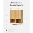 thumbnail image 2 of Fluted Wall Cabinet, Modern Wood Floating Bathroom Cabinet with Hanging Rod and Adjustable Shelf, Wall Mount Medicine Cabinet Natural Oak, 2 of 7