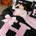 thumbnail image 4 of Manfei Personalized Initial H Twin Bedding Sets 7-Piece for Girls, Pink Bow Tie Bedding Comforter Set, Watercolor Monogrammed Sheet Sets, Breathable Room Decor, 4 of 8