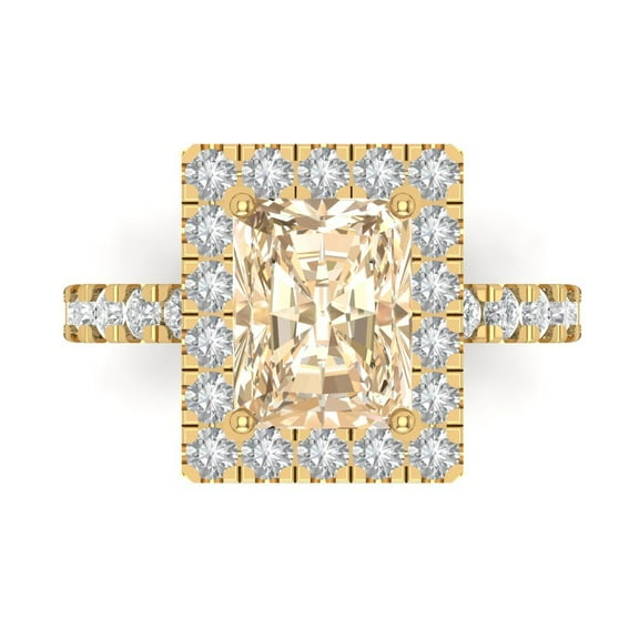 Solitaire with Accents Engagement Ring for Women - 3.84ct Natural Morganite in 14K Yellow Gold Promise Ring