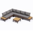 thumbnail image 5 of ELPOSUN 7-Piece L-Shaped Outdoor Sectional Sofa  ，Patio Furniture with Water-resistant Cushions & Side Tables (Grey), 5 of 6