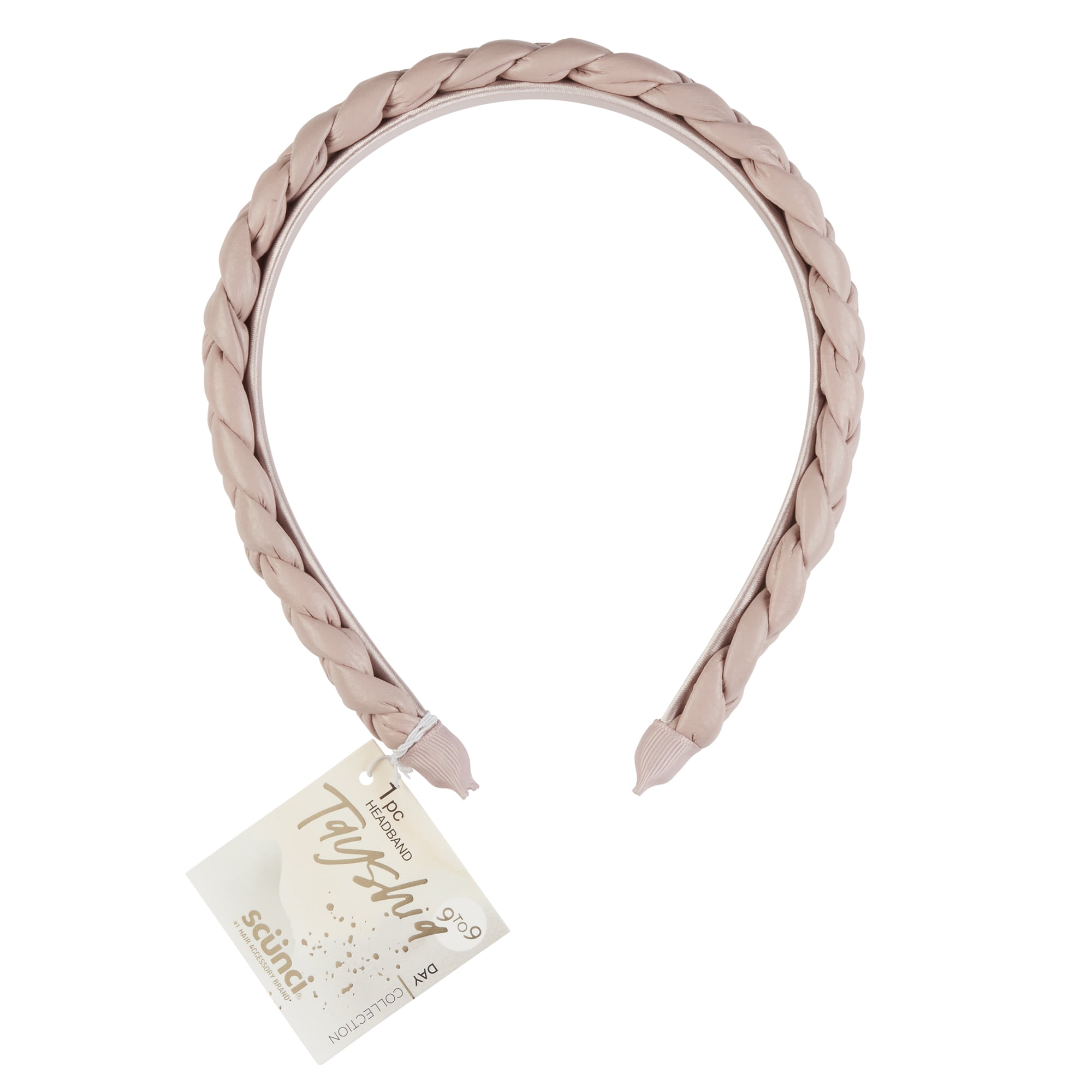 Tayshia by Scunci Satin Braided Comfort No-Squeeze Headband, Mauve Purple