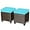 Turquoise, variant on CLEEMAN Outdoor Ottoman Set of 2, All Weather Rattan Wicker Patio Ottoman w/Removable Cushions, Outdoor Footstool Footrest for Patio Garden Porch Poolside (Cream)