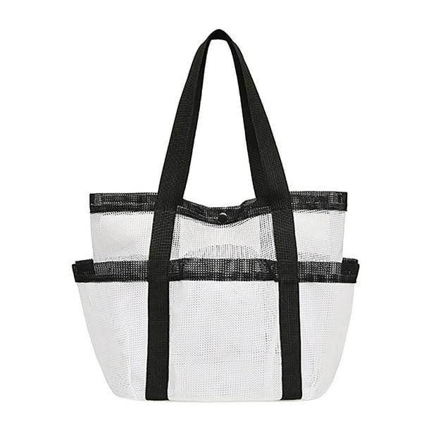 Bolsa de natación de malla multibolsillos de gran capacidad con compartimento de secado centrífugo para artículos de playa y esenciales de piscina, almacenamiento de secado rápido para
