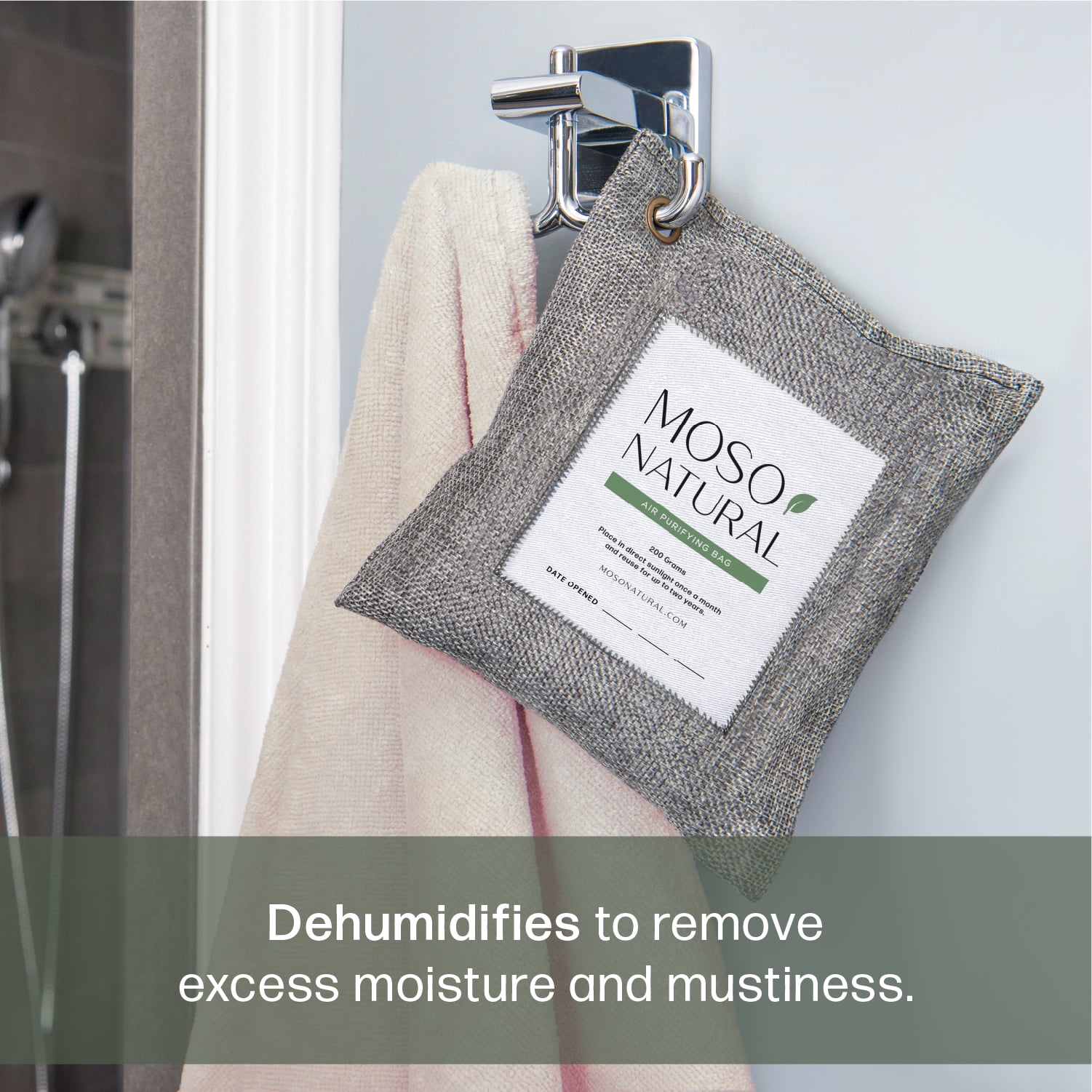 Moso Natural Air Purifying Bag, 200g Charcoal Odor Absorber, Closet & Car Odor Eliminator