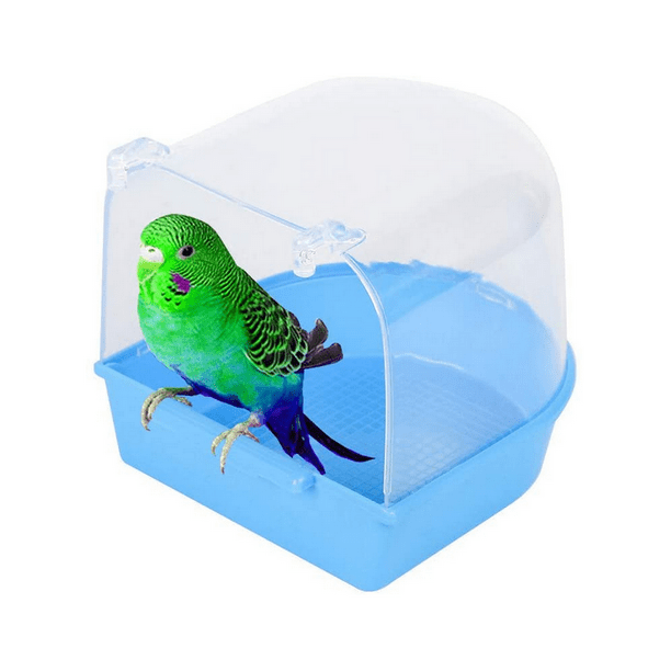 Bird Bath Cage Small Blue Bird Bath Tub Cover Shower Supplies for