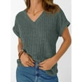 thumbnail image 6 of AELand Women Tops V Neck Short Sleeve T-Shirts 2025 Spring Fashion Dressy Casual Business Tunic Blouses,S~2XL, 6 of 7