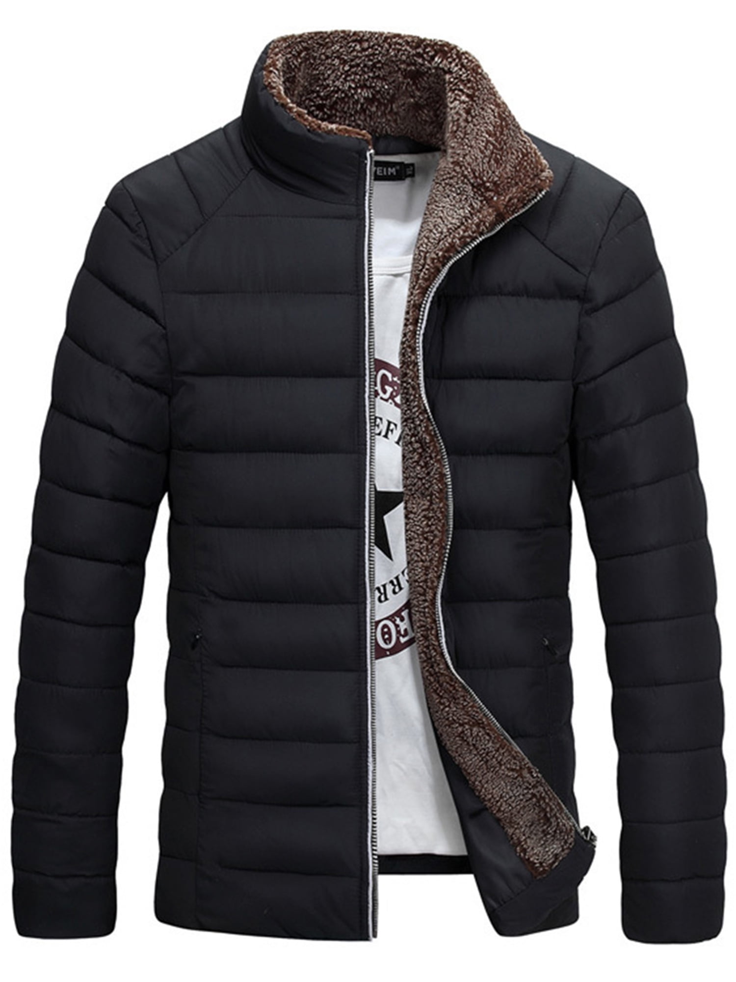 Mstyle Mens Fall Winter Plus Size Zip Up Stand Collar Warm Thicken Quilted Jacket Coat Outerwear Mstyle Mens Fall Winter Plus Size Zip Up Stand Collar Warm Thicken Quilted Jacket Coat Outerwear