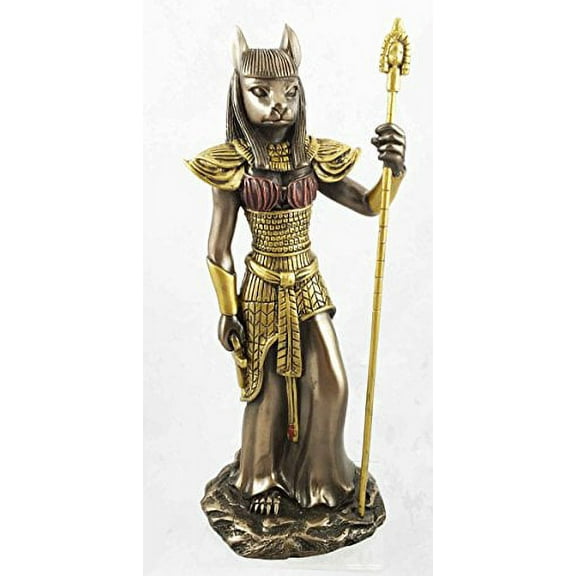 Ancient Egyptian Theme Feline Goddess Bastet Ubasti Cat Human Form Figurine Faux Bronze