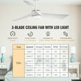 thumbnail image 5 of Gymax 52'' Reversible Ceiling Fan with Light 2700K/4200K/6500K LED Ceiling Fan White, 5 of 10