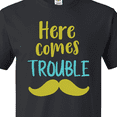 thumbnail image 4 of Inktastic Here Comes Trouble, Mustache - Blue Green T-Shirt, 4 of 5