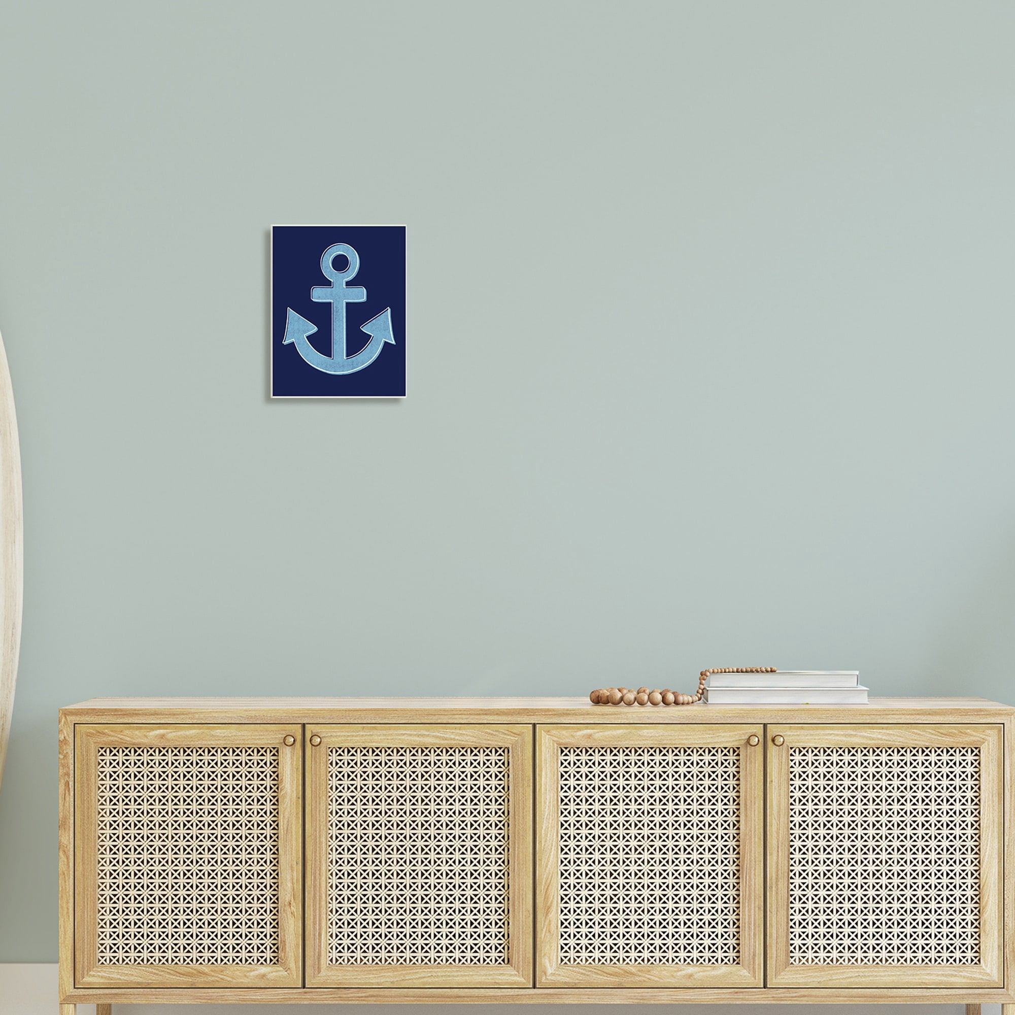 Stupell Industries Bold Anchor White Outline Symbol Navy Background,13 x 19, Design by Emily Cromwell
