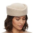 thumbnail image 5 of Hsqqdc Wool Blend Polyester Beige Vintage Stewardess Beret Hat 22-22.8 Inch Pillbox Headwear 1-Piece, 5 of 7