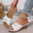 thumbnail image 6 of Women's Rose Wedge Sandals, Woman Slip On Dressy Summer Fashion Orthotic Slides Sandals Ladies Lightweight Thick Cushion Slippers Sandals With Comfortable Plantar Fasciitis Arch Support, White 9, 6 of 7