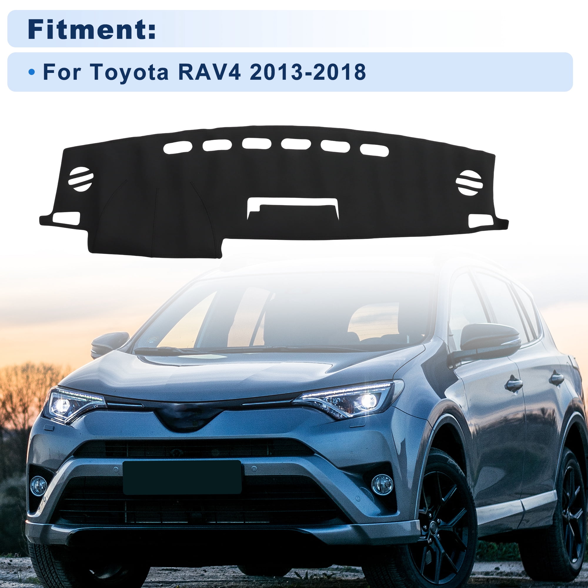 Unique Bargains Dash Cover for Toyota RAV4 2013-2018 Without HUD Dashboard Cover Car Interior Anti-Slip/Anti Dust Faux Leather Black 1 set