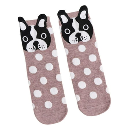

Women Men Funny Cartoon Puppy Dog Crew Socks Harajuku Cute 3D Animal Ears Polka Dot Print Breathable Cotton Mid Tube Hosiery Streetwear