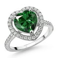 thumbnail image 2 of Gem Stone King 925 Sterling Silver Green Nano Emerald and White Moissanite 10MM Heart Shape Ring for Women (3.69 Cttw, Available in Size 5, 6, 7, 8, 9), 2 of 4