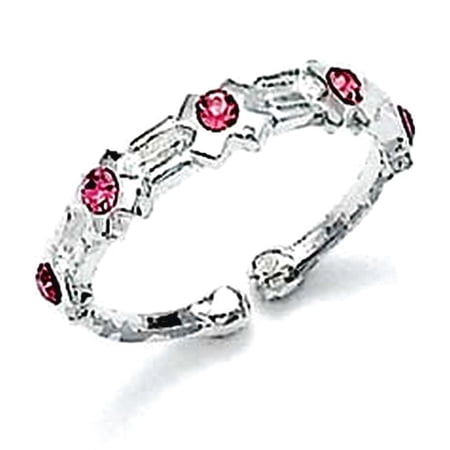 925 Sterling Silver Pink Cubic Zirconia X toe ring toe ring for Women