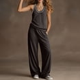 thumbnail image 5 of Enjoytime 2 Piece Lounge Set Women Sleeveless V Neck Tank Tops Wide Leg Pants Matching Sets Summer Plus Size Casual Travel Outfits, 5 of 7