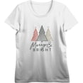 thumbnail image 4 of Merry & Bright Christmas Tree Line Art Women's Vivid White Crew Neck Short Sleeve Crop Tee-Medium, 4 of 6