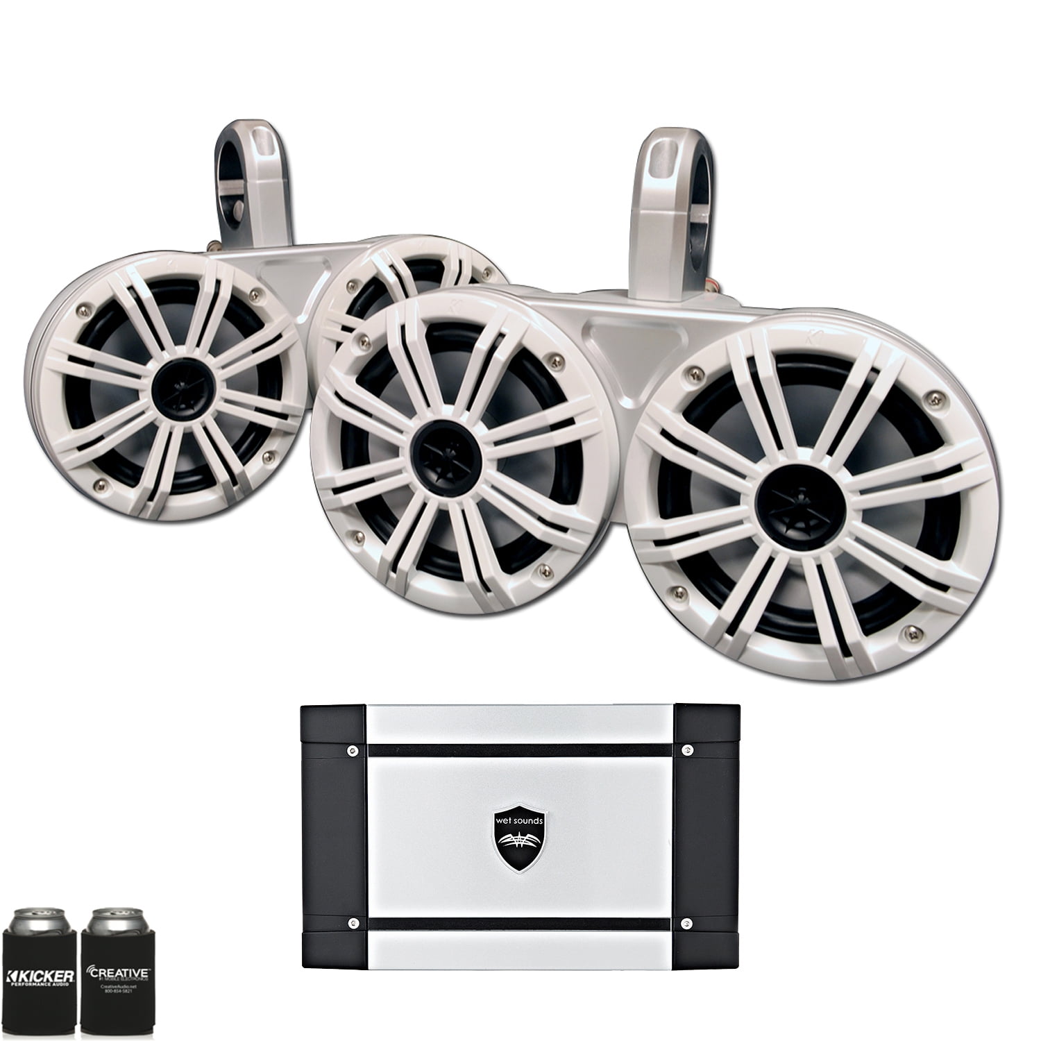 Buy Kicker Marine Dual Wake Tower System w/ 4 White 6.5 Speakers, Wet