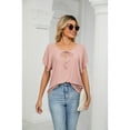 thumbnail image 6 of XCHQRTI Ruffled Short Sleeve Shirt Womens Vneck Tie Blouse Shirts 2024 Tunic Casual Tops, 6 of 8