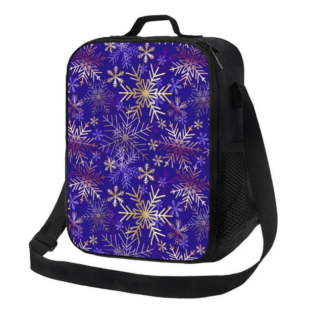 Disketp blue purple Snowflake Bolsa Térmica Estampada para Almuerzo, Lonchera para Hombres y Mujeres Adultos