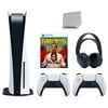 Sony Playstation 5 Disc Version Console with Extra White Controller, Black PULSE 3D Headset and Far Cry 6 Bundle with Cleaning Cloth