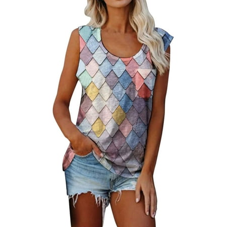 

CYMMPU Women Clothing Women s Cami Vest Slim Fit Crop Tops Summer Shirts Cropped Tank Sexy Bustier Sleeveless Streetwear Round Neck Tank