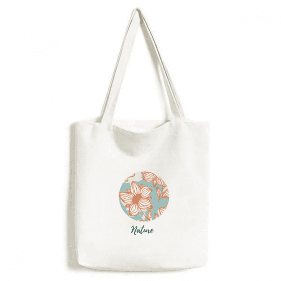 Orange Blue Flower Paint Tote Canvas Bag Shopping Satchel Casual Handbag