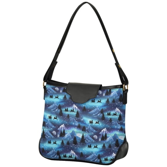 ALAZA Women Hobo Shoulder Handbag Winter Reindeer Landscape Print Tote Bag Large Capacity Purse