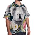 thumbnail image 2 of Koala Men's Short Sleeve Poplin Shirt, Casual Button Down Shirts, Printed Summer Beach Shirt, Unisex Casual Button Down Top, 2 of 6
