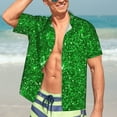 thumbnail image 7 of Kll Men'S Hawaiian Shirt Short Sleeve Button Down Beach Shirts-Green Glitter, 7 of 7