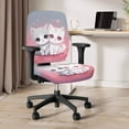 thumbnail image 3 of SCRAWLGOD Cat Love Gray Pink 2 Piece Sets Cozy Office Chair Slipcover Stretch Scratch Resistant High Back Chair Covers Easy to Install Universal Desk Chair Slipcovers, 3 of 7