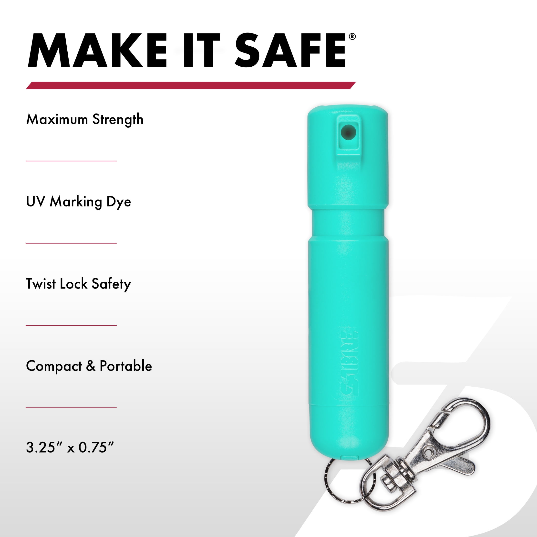 (3 pack) SABRE Mighty Discreet Pepper Spray with Snap-Clip Keychain, Mint, 1 EA, Pocket Pepper Sprays