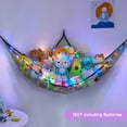 thumbnail image 2 of Neighborly Nook Stuffed Animals Net Hammock Kids Toy Storage with LED Light Plush Toy Organizer Corner Hanging Stuffed Animals Holder For Nursery Kids Girls Room Decor, 2 of 13