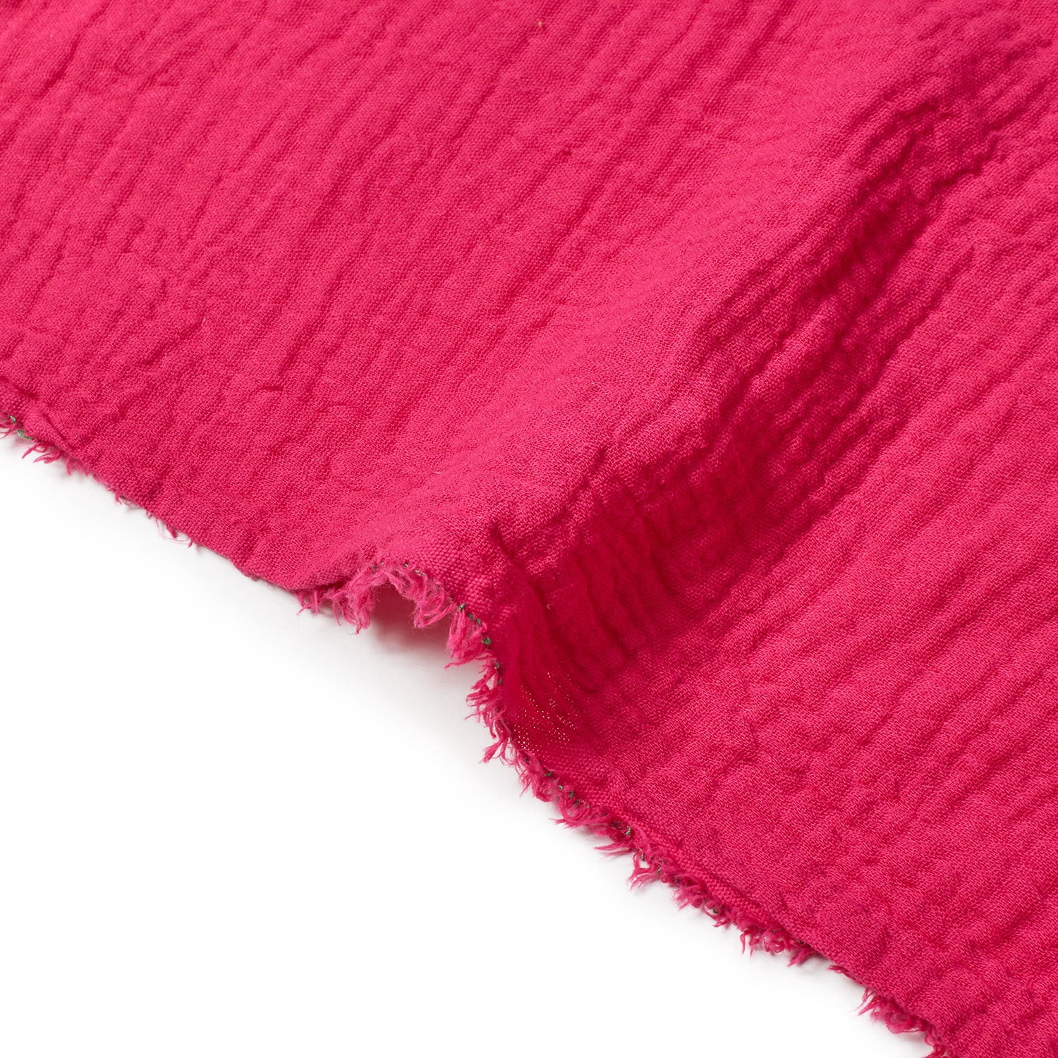 Double Cotton Gauze Fabric Woven Sheer Crinkle Texture Gause Cloth Material By The Yard & Wholesale - Fuchsia (1 Yard)