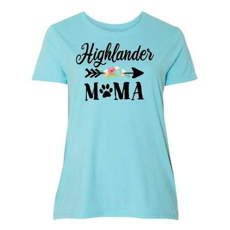 Highlander Mama with Flowers and Arrow Women's Plus Size T-Shirt