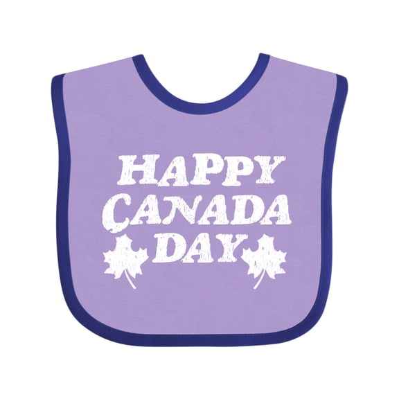 Inktastic Happy Canada Day with Distressed Maple Leaves Boys or Girls Baby Bib